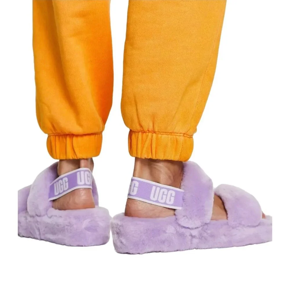 New UGG 6 Slippers Oh Yeah Womans Double Strap Sheep Fur Sandal Open Toe Shoes
